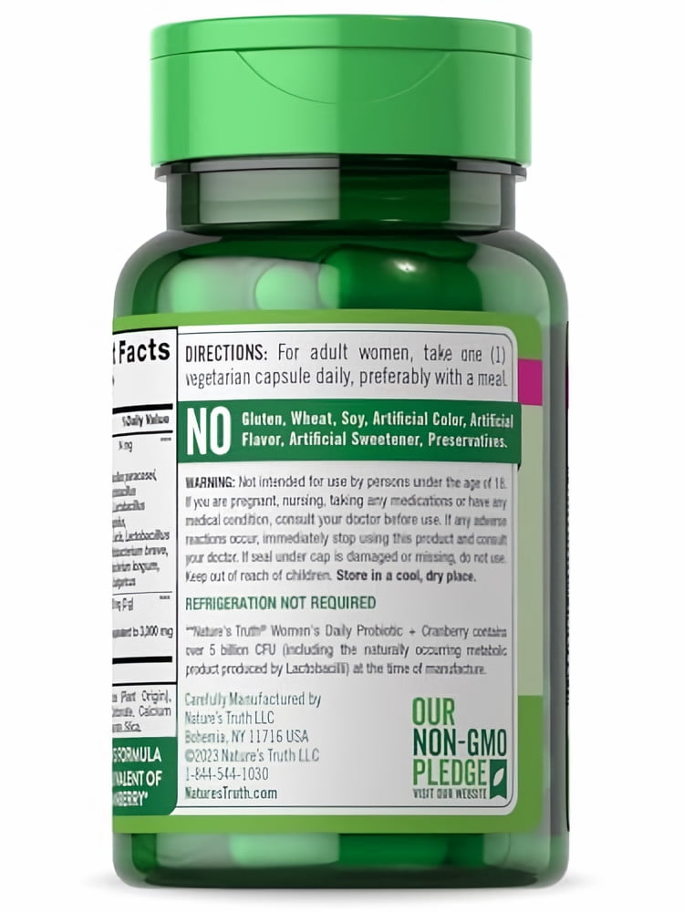 Nature's Truth Women's Probiotic Plus Cranberry Vegetarian Capsules (Pack of 3)