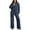 A1 Navy Blue, variant on DOKOTOO Sweatsuits for Womens 2 Piece Outfits Fleece Long Sleeve Zip up Sweatshirt Wide Leg Sweatpants Tracksuit