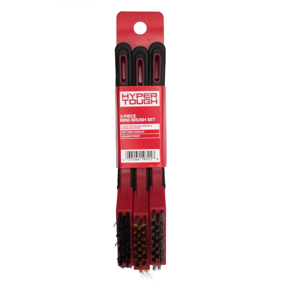 HyperTough Mini Brushes, 3-Pack Assortment (Nylon, Brass, Stainless Steel)