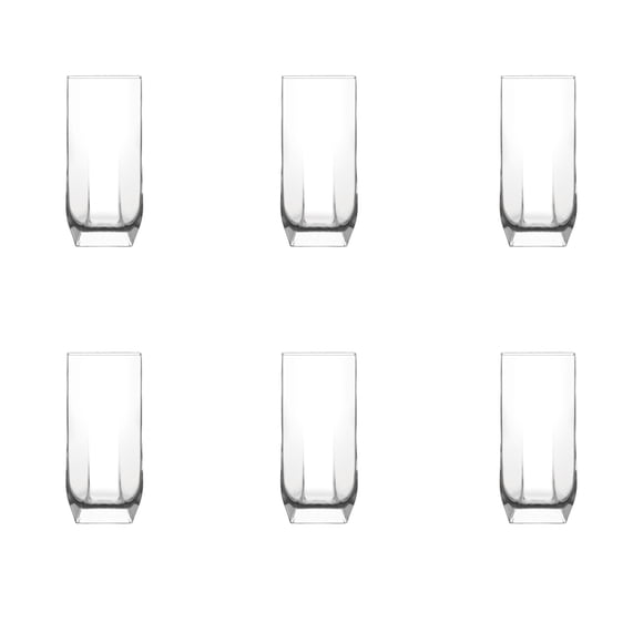 Juego 6 Vasos Tuana Highball Jaibolero Vidrio 330 ml Para Cocina, Banquetes, Fiestas