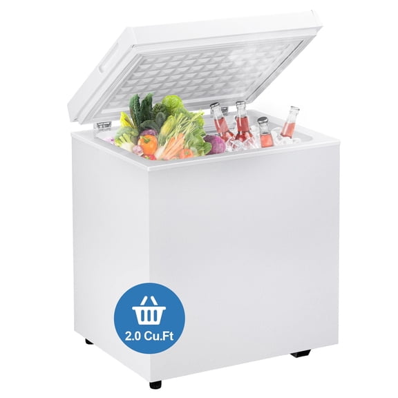 DIMEDEAL 2.0 Cu.Ft Chest Freezer, Compact Mini Deep Freezer with 7 Temp Settings & Removable Basket, Top Door Free-Standing Freezer for Home, Dorm, Garage, Office, Apartment & Basement