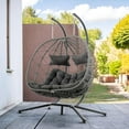 thumbnail image 7 of Double Egg Swing Chair with Stand, 2 Person Outdoor Indoor Hammock Hanging Chair with Cushion,Patio Wicker Hanging Egg Chair w/Cushion 700LBS Capacity for Bedroom, Balcony, Garden, 7 of 7