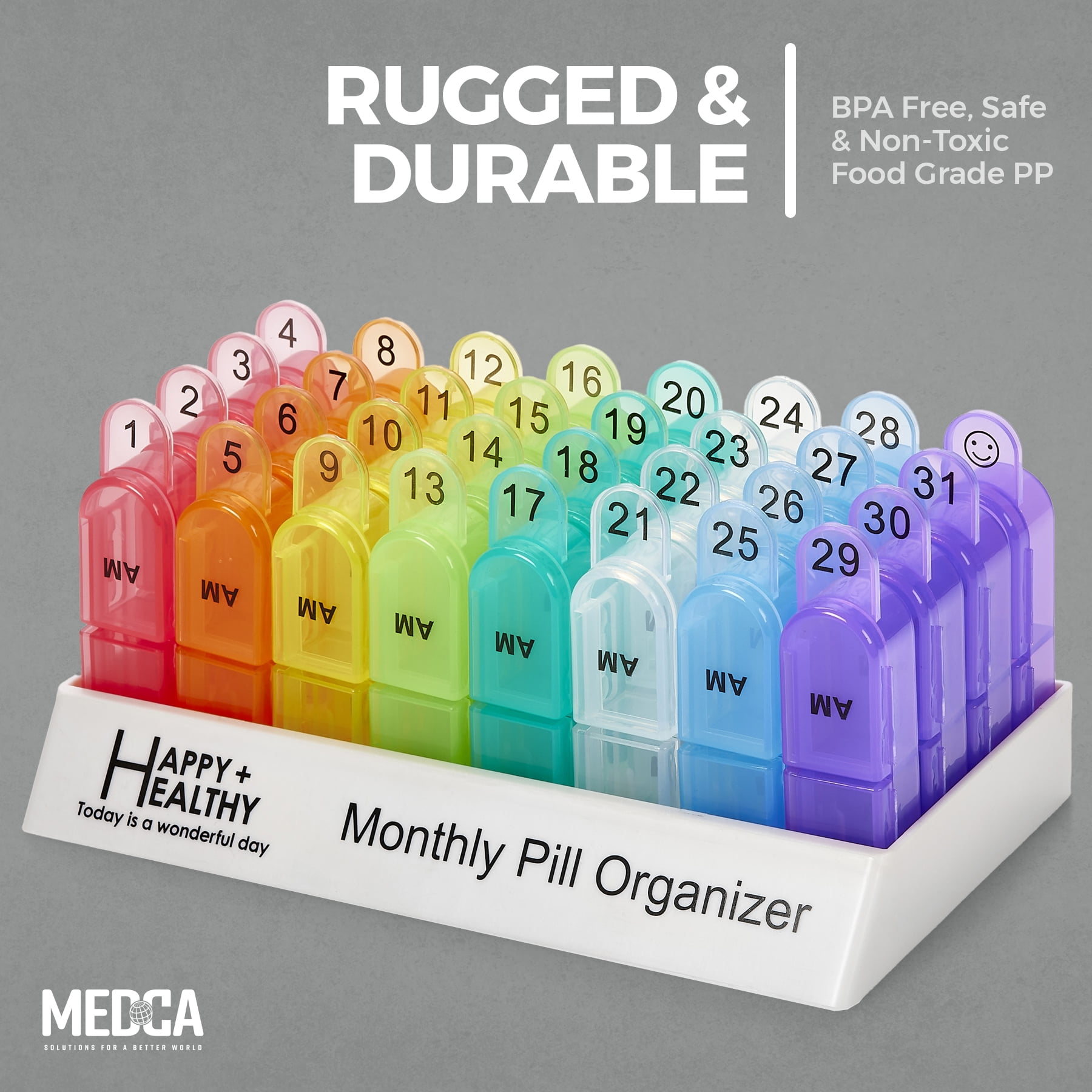 MEDca Monthly Pill Organizer, 30-Day AM PM Pill Box, Morning and Night Use