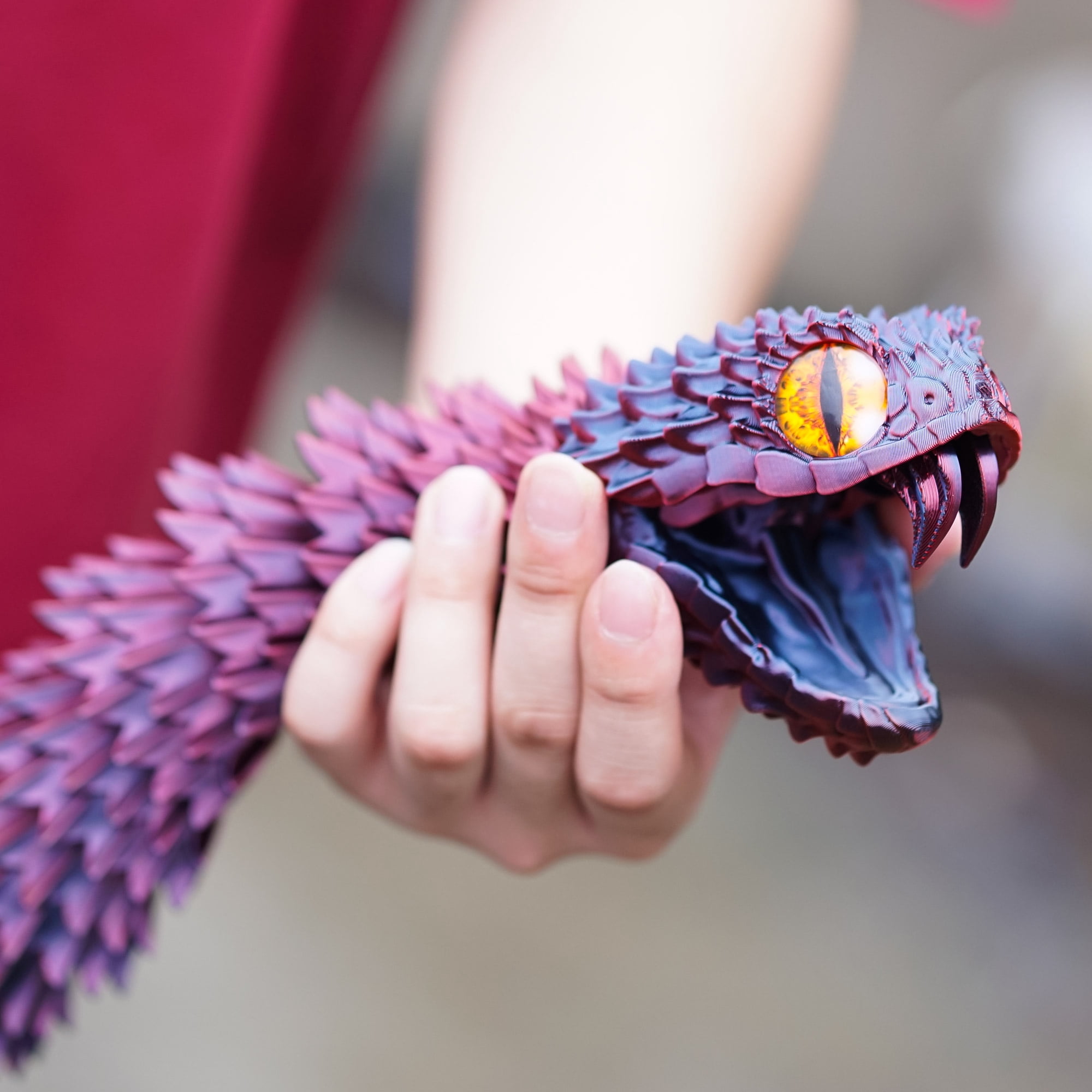 47.5inch 3D Printed snake,Flexible Joint Animal lacertid Figurines,Realistic Eyes, Home Office Decor,Fidget Toy for Adults Teens Boy Festival Gifts