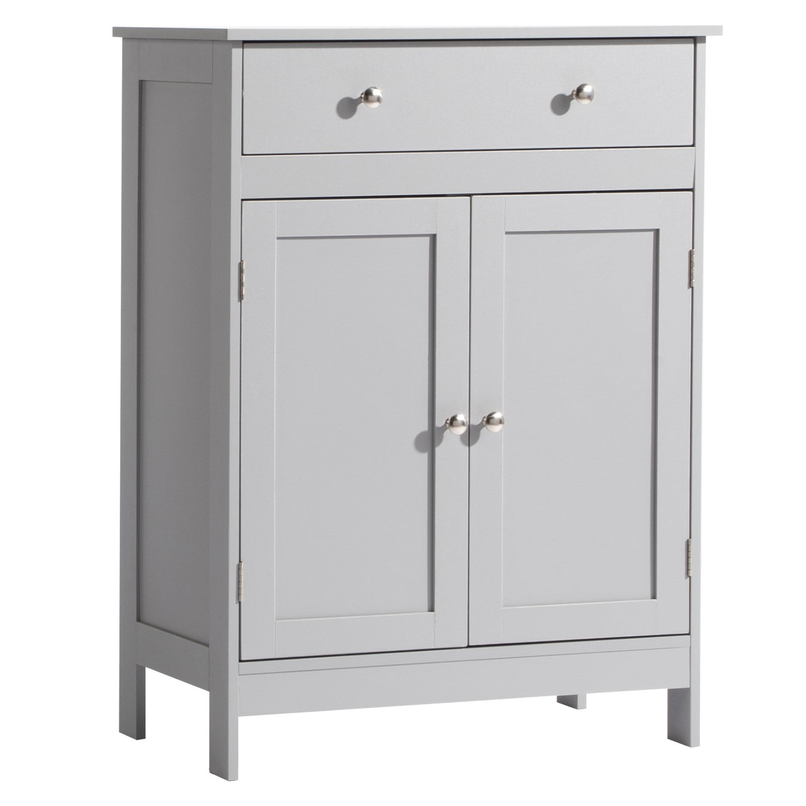 Ktaxon Bathroom Floor Cabinet, Freestanding Storage Cupboard w/ Drawer and 2 Doors, MDF Gray