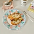 thumbnail image 2 of CHUNTIAN Mushrooms 9527 Korean Style Lovely Hand Painted Watercolour Tulip Dinner Plate Bone China Plate 8 Inch French Home Plate, 2 of 6