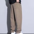 thumbnail image 4 of SSAAVKUY Men's Baggy Pants Tie Front Drawstring Waist Corduroy Pants Casual Loose Straight Leg Pants Trousers Khaki 14, 4 of 4