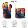thumbnail image 4 of Colorful Lone Wolf Oven Mitt And Pot Holder Set Oven Glove for Kitchen Baking Cooking Grilling, 4 of 6
