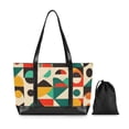 thumbnail image 7 of FORMRS Canvas Laptop Tote Bag for Women with 15.6" Computer Compartments Shoulder Handbag, Beige Geometric, 7 of 7