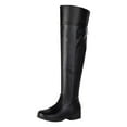 thumbnail image 7 of Black Brown Leather Knee High Boots Women Back Zipper Dressy Over the Knee Booties Round Toe Chunky Heel Thigh High Tall Boots, 7 of 7
