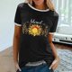 thumbnail image 2 of Camiseta holgada cómoda debajo de la cintura con cuello redondo y estampado elegante para mujer, blusa de manga corta, Tops informales OAVQHLG3B Store lin121212, 2 of 5