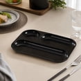 thumbnail image 4 of Compartment Serving Tray, Three Section Dinner Plate with Handles for Pasta Meat Vegetables and Side Dishes, Reusable Meal Prep Tableware for Home Kitchen Dining Parties and Gatherings, 4 of 7