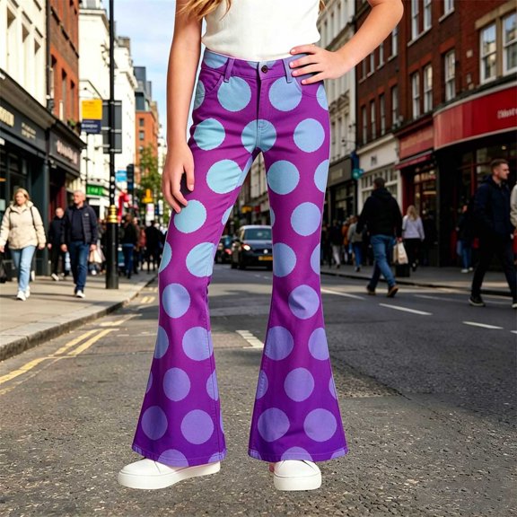 Girls Pants 1 Shimmering Glitter Print Wide Leg Casual Trousers with Festive Detailing for Everyday Occasions