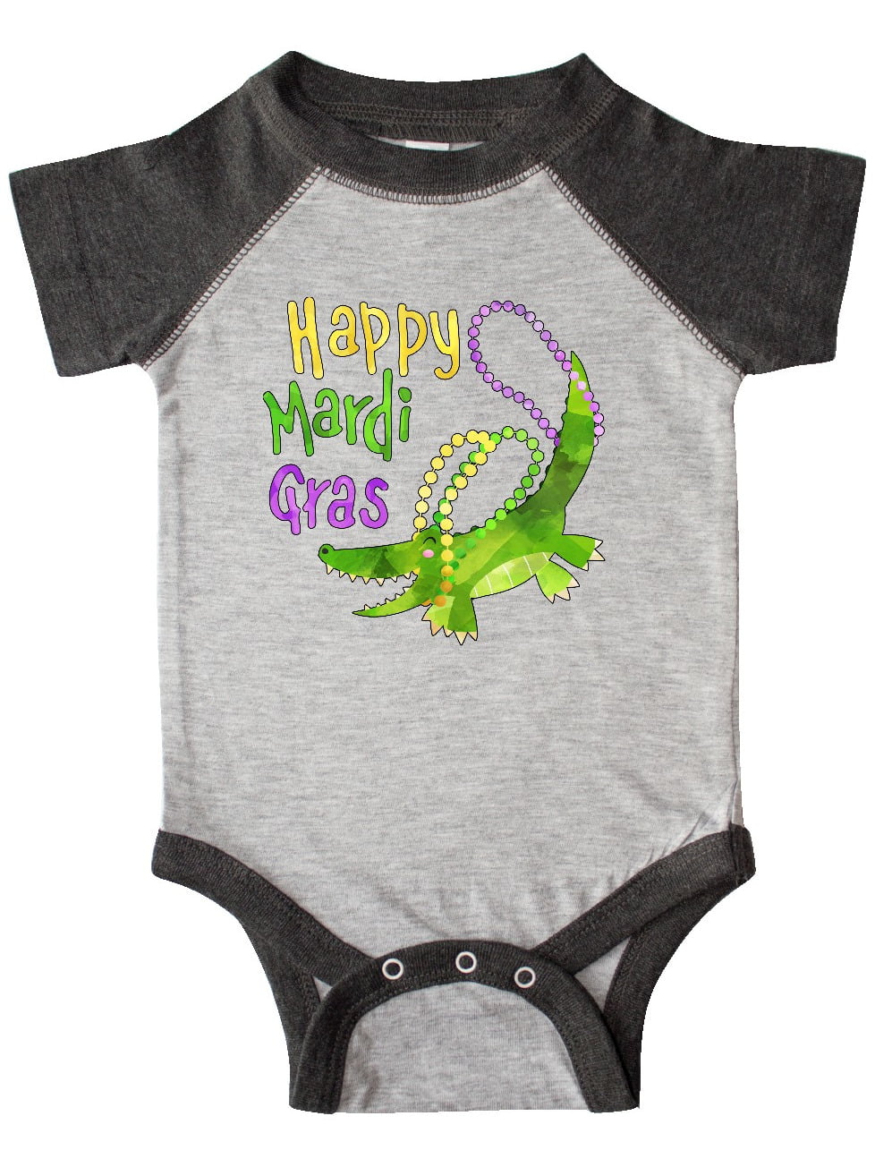 INKtastic - Happy Mardi Gras Cute Alligator with Beads Infant Creeper ...