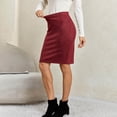 thumbnail image 6 of Gfyviroh Pencil Skirt for Women Comfy Faux Suede Slim Bodycon Skirts High Waist Stretch Office Casual Skirt, 6 of 7