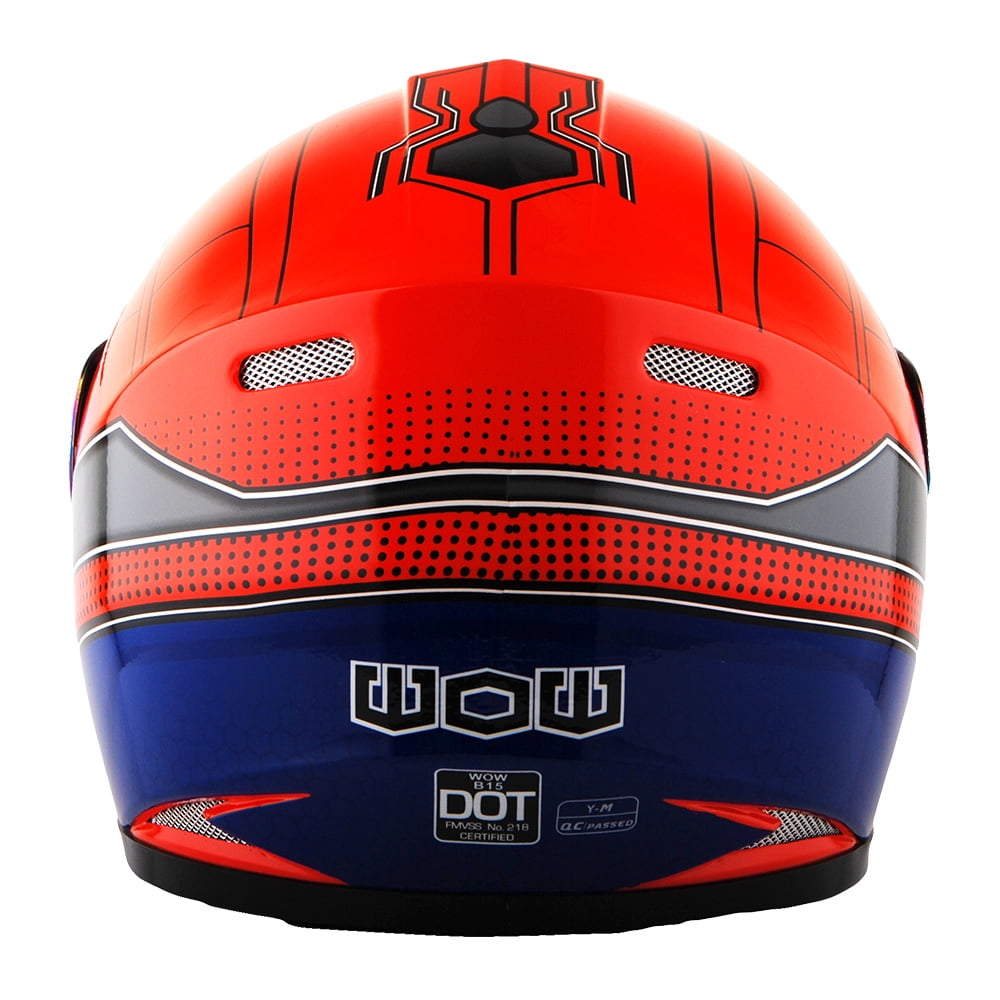 1Storm Youth Kids Motorcycle Full Face Helmet B15 Street Bike BMX MX Spider Red + MG Youth Glove Bundle