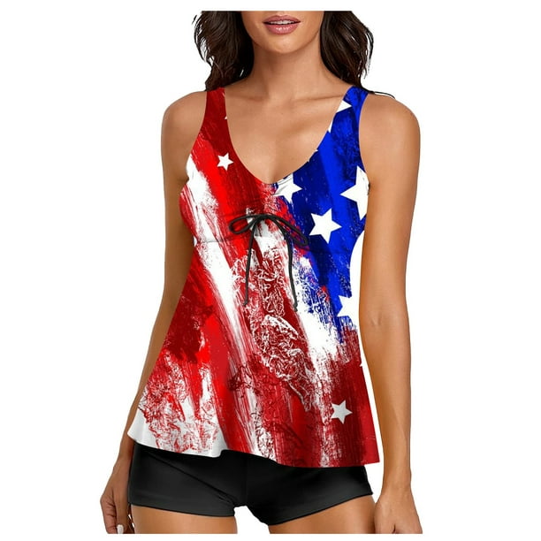 MKLEKYY Trajes De Baño Mujer New Swimwear Tankini Sexy Conservative Women'S Yama Flag Junior Swimwear