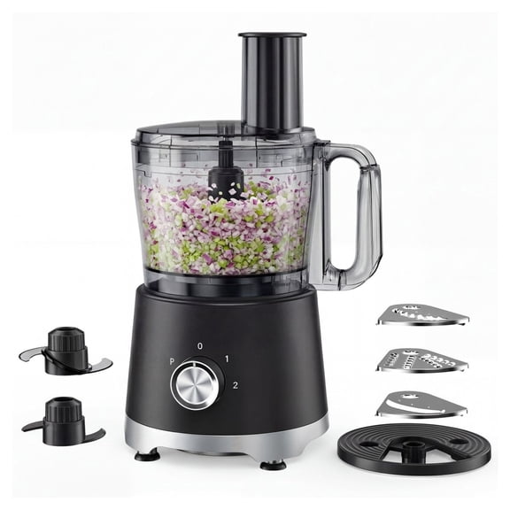 Food Processor 10.5 Cup, 5-Blade Electric Vegetable Chopper & Dough Mixer - Black