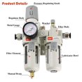 thumbnail image 4 of RIH Pneumatics 3/8" NPT Compressed Air Filter Regulator Lubricator Combo Water/Oil Trap Separator, 4 of 7