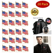 20 AMERICAN FLAG LAPEL PINS United States for Tie, Suits, Backpack, Tack Badge Pin, USA Flag Pins for Patriotic Display
