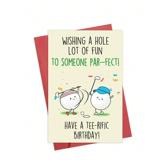 Tee-Rific Birthday Card – Fun Golf Theme with Funny Golf Balls – Envelope Included, Blank Inside – Perfect Birthday Gift for Golf Lovers and Friends
