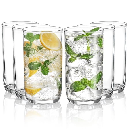 ReaNea Old Fashioned Whiskey Glasses Set of 6, PET Clear Plastic Highball Glasses 14oz Heavy Duty Unbreakable Water Glasses Cup Tumbler Glassware for Beer, Juice, Milk, Scotch, Liquor Vodka, Bourbon