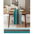 thumbnail image 3 of ERUNPONLY Aqua Grey Table Runner - 72 Inch Long Vintage Stripe Farmhouse Wood Grain Ombre Cotton and Linen Blended Dress Scarves Farmhouse Table Runner for Kitchen Dining, Coffee Table, 13"x72", 3 of 8