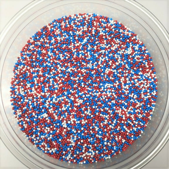 Patriotic Nonpareils Red White Blue All American Topping Sprinkles 8 ounces