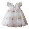 thumbnail image 6 of Fesfesfes Girls Ruffled Mesh Lace Sleeveless Party Dress Summer Embroidery Bow Dresses,Round Neck Fashion Outfit for Special Events(White,1 Years), 6 of 9