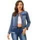 thumbnail image 1 of Chaqueta De Mezclilla Para Mujer Chaquetas De Mezclilla De Manga Larga Sin Cuello Con Botones Azul L, 1 of 6