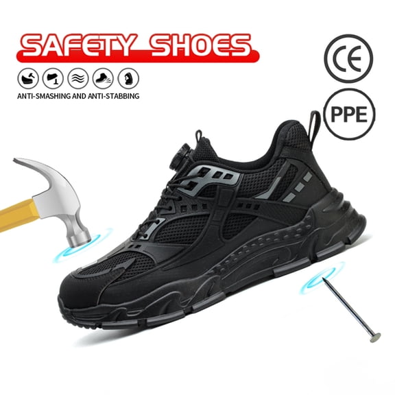 Vantalaria All-Season Work Shoes for Men Safety Steel Toe Shoes Comfortable Industrial Construction Shoes Puncture Proof Non Slip Mens Work Boots