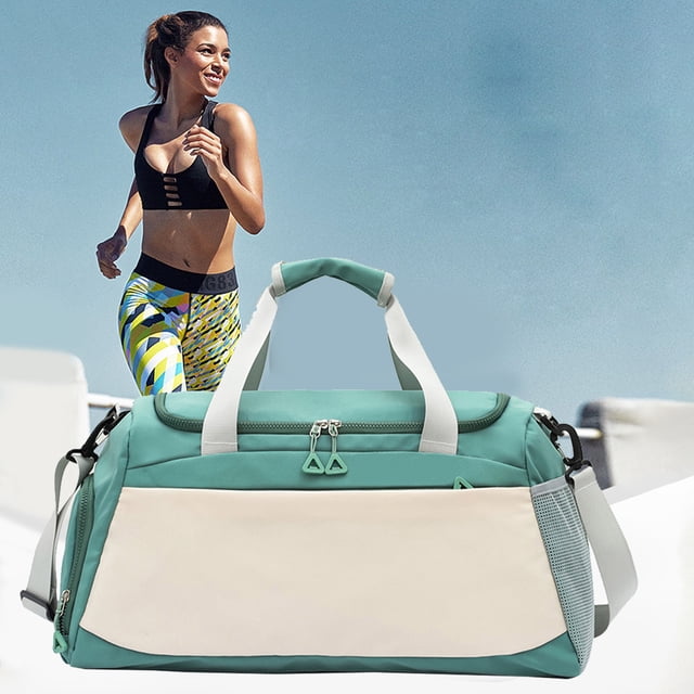 Sac de Voyage Sac de Sport / Polyester Imperméable / Séparation Humide et Sèche / Multiples Poches / Convient à un Ordinateur Portable de 15,6” / Sangle Réglable / 50x23x27cm / Blanc Vert Rose Bleu / 1 Pce