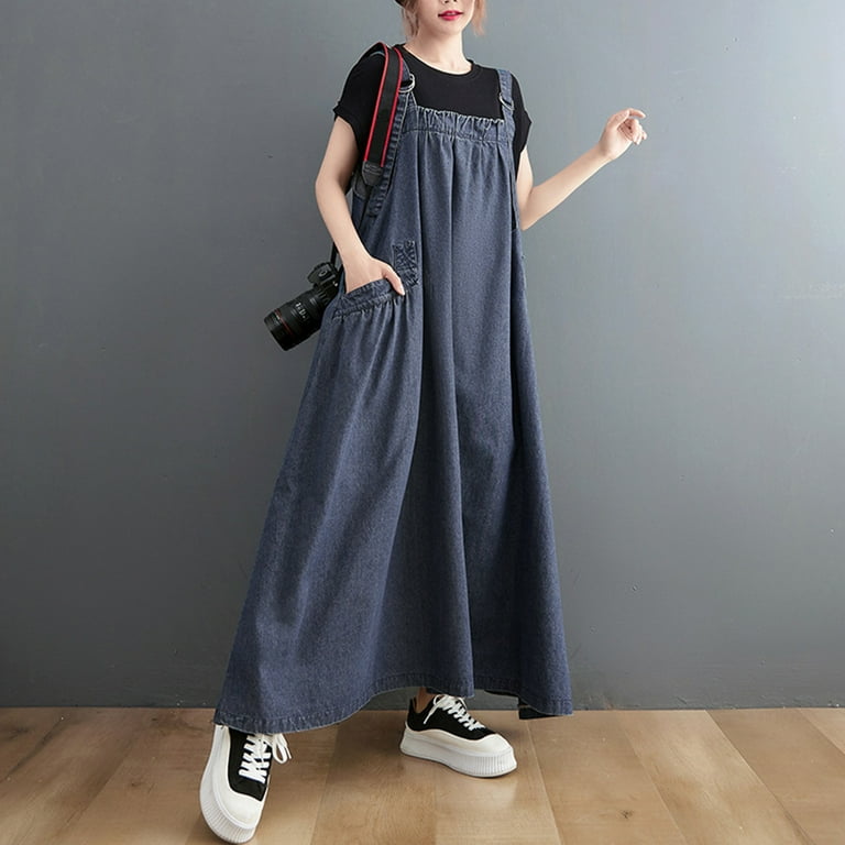 Ladies pinafore top denim dress