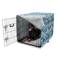 thumbnail image 5 of Floral Dog Crate Cover, Blooming Poppies Leaves Spring Tones Hand Drawn Sketch Repetitive, Easy to Use Pet Kennel Cover Small Dogs Puppies Kittens, 7 Sizes, Emerald and Deep Sky Blue, by Ambesonne, 5 of 6