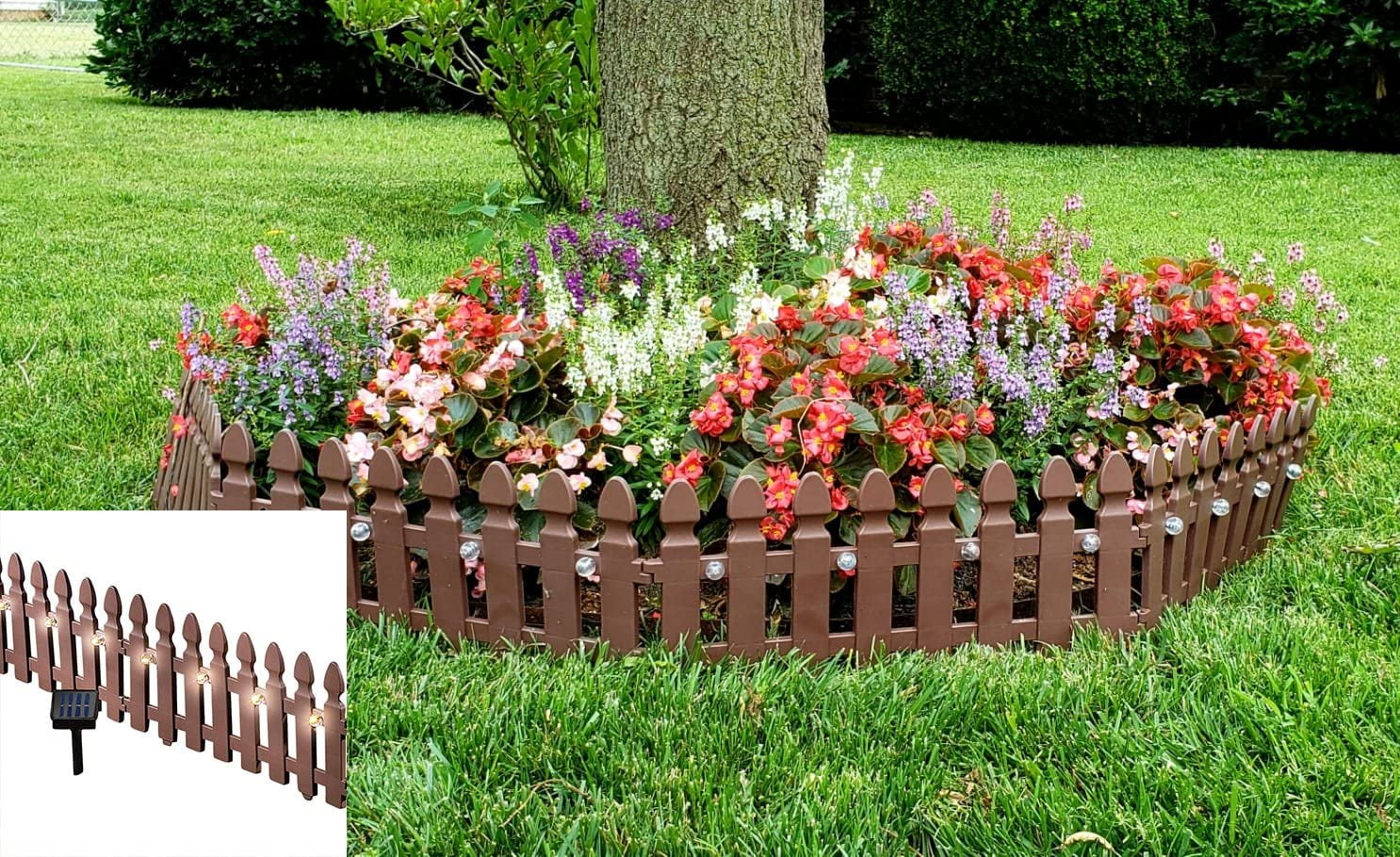 Pacific Giftware Solar Powered Rechargeable Plastic Garden Border Fence