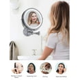 thumbnail image 3 of Ovente 8.5" Lighted Wall Mount Makeup Mirror, 1X & 10X Magnifier, Adjustable Double Sided Round LED, Extend, Retractable & Folding Arm, Compact & Cordless, Battery Powered Nickel Brushed MFW85BR1X10X, 3 of 9