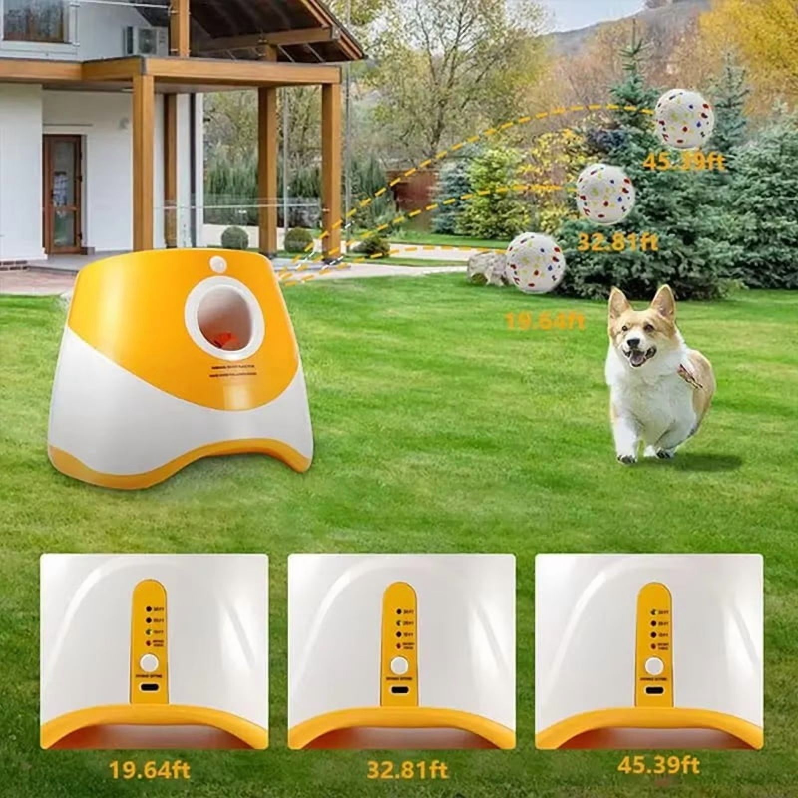 Dog Toys Automatic Tennis Ball Launcher for Medium to Large Dogs, Outdoor Exercise & Training, Perfect Home Dog Toys,1 x Tennis Ball Launcher 1 x USB cable 3 x ball,Orange