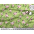 thumbnail image 3 of Soimoi Green Velvet Fabric Grass & Flamingo Bird Print Fabric by the Yard 58 Inch Wide, 3 of 3