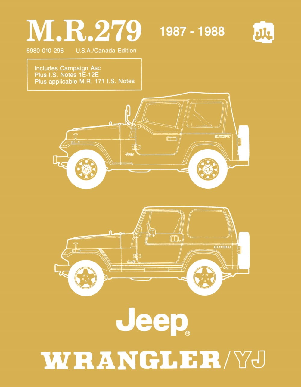 Detroit Iron OEM 1987 - 1988 Jeep Wrangler / YJ Service Workshop Manual -   