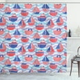 thumbnail image 1 of Ambesonne Maritime Shower Curtain, Sailing Boats Wave Graphic, 69"Wx70"L, Pink Ceil Blue, 1 of 3