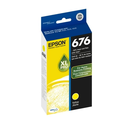 EPSON 676 DURABrite Ultra Ink High Capacity Yellow Cartridge (T676XL420-S) Works with WorkForce Pro WP-4010, WP-4020, WP-4023, WP-4090, WP-4520, WP-4530, WP-4533, WP-4540, WP-4590