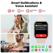 Mingdaln 1.85-inch Men Womens Smartwatch with Answer/Make Calls/120+ Sport Modes/Message Reminder, IP68 Waterproof,Fitness Tracker fits for Android iPhone Devices(Pink)