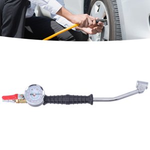 Tire Inflator With Pressure Gauge, Accurate Wide Use Elbow Head 0-220psi Tires Inflators Head  For Car For Motorcycle
