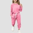 thumbnail image 2 of cfhntfmh Childrens Girls 2 Piece Outfit Sweatsuits Set Loose Long Sleeve Sweatshirts Soft Jogger Sweatpants Tracksuits Set, 2 of 6