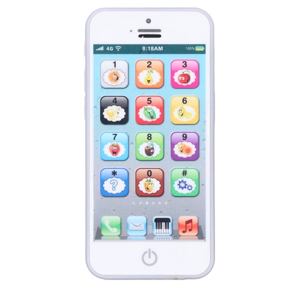Kids Phone Toy Children's Mobile Phone Toy Mobile Phone Toy Cell Phone Play Toy Baby Mobile Phone Toy Simulation Shaped Clear Music Cool Light English Mobile Phone ToyWhite
