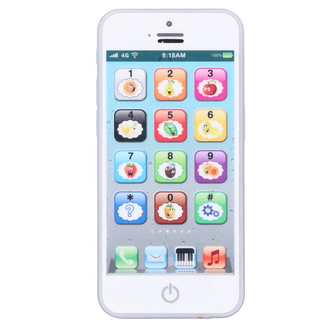 Kids Phone Toy Children's Mobile Phone Toy Mobile Phone Toy Cell Phone Play Toy Baby Mobile Phone Toy Simulation Shaped Clear Music Cool Light English Mobile Phone ToyWhite