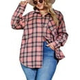 thumbnail image 4 of Fantaslook Plus Size Flannel Plaid Shirts for Women Long Sleeve Button Down Shirts Casual Loose Blouses Tops, 4 of 10