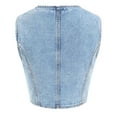 thumbnail image 6 of YDFCWXW Cropped Denim Vest Women Sleeveless Western Jean Vest Top for Women V-Neck Button Denim Top Vintage Sexy Y2K Waistcoat Gilet Blue, L, 6 of 6