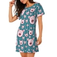 thumbnail image 2 of Balery Funny Pig Faces Camisón de manga corta con cuello redondo para mujer, cómodo y elegante., 2 of 6