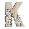 thumbnail image 2 of LiUMX Hand Carved Wood Flower Letter Decor | Natural Wood Wall Hanging for Home Kitchen Wedding | Rustic Pendant Craft Decorations, 2 of 5